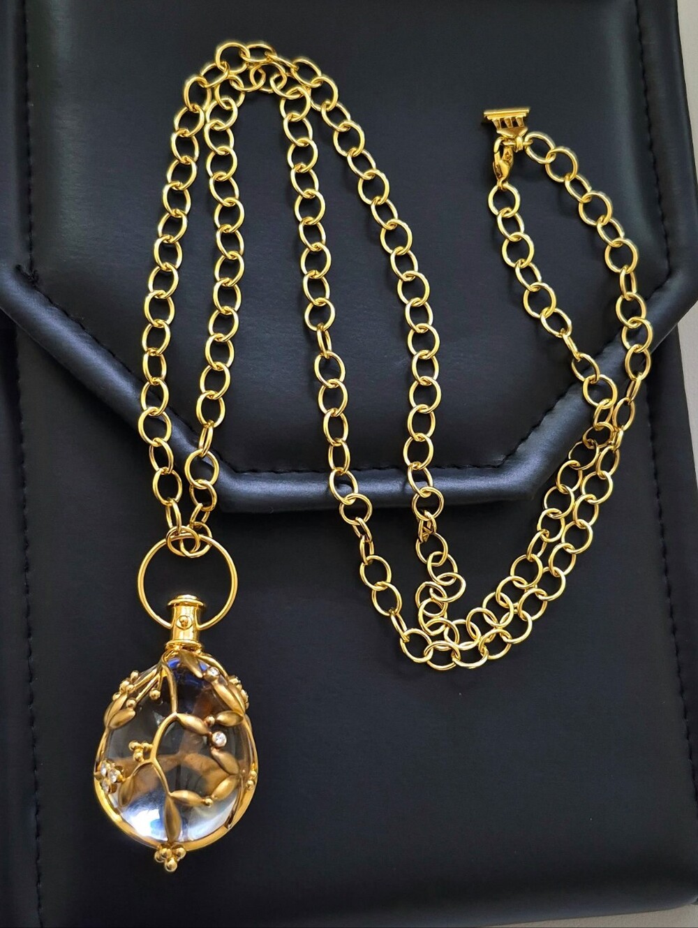 $40,000 Temple St Clair 18kt Gold 91.3g Rock Crystal And 32in Oval Chain